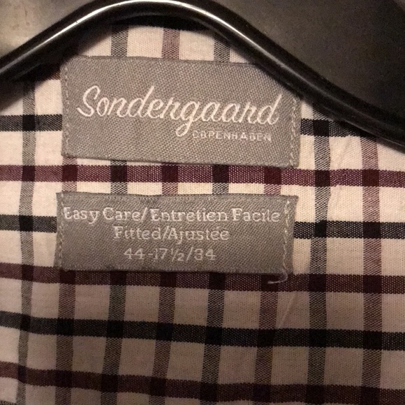 Men’s Sondergaard Copenhagen Long-Sleeve Check Fitted Dress Shirt Size 17.5 - Picture 2 of 4